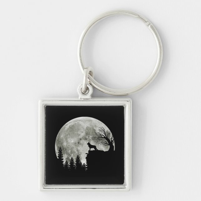  German Shepherd Standing On Mountain Halloween Keychain (Front)