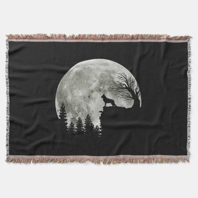  German Shepherd Standing On Mountain Halloween Throw Blanket (Front)