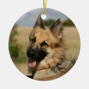 German Shepherd Sticking Tongue Out Ceramic Ornament