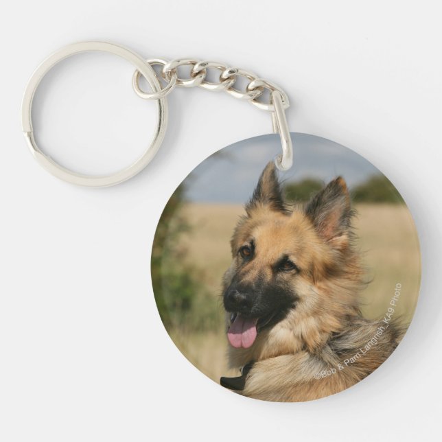 German Shepherd Sticking Tongue Out Keychain (Front)