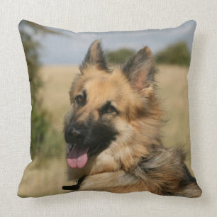 German Shepherd Sticking Tongue Out Throw Pillow