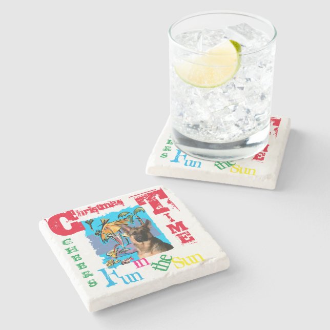 German Shepherd Stone Coaster (Side)