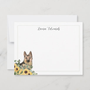 German Shepherd Sunflower Eucalyptus Personalized Card
