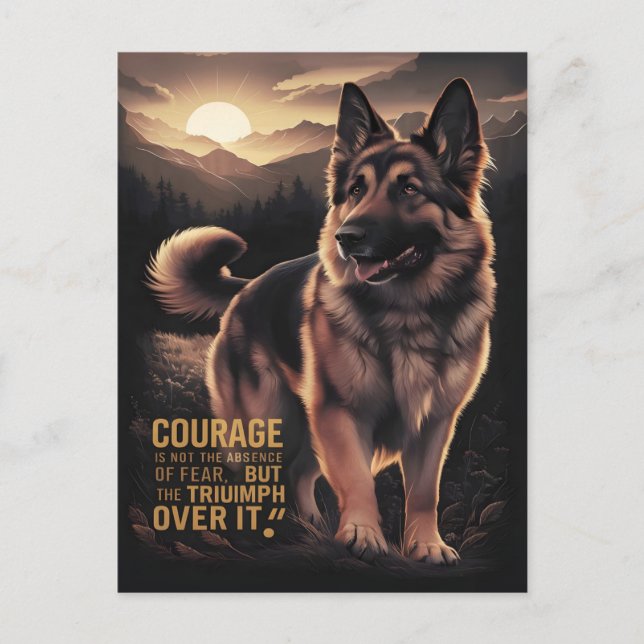 German Shepherd Sunrise Courage Postcard (Front)