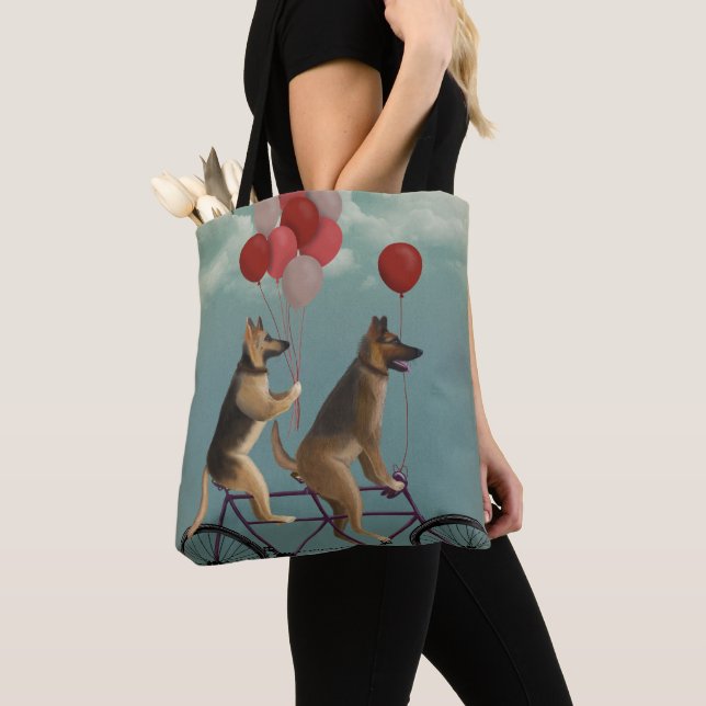 German Shepherd Tandem Tote Bag (Close Up)