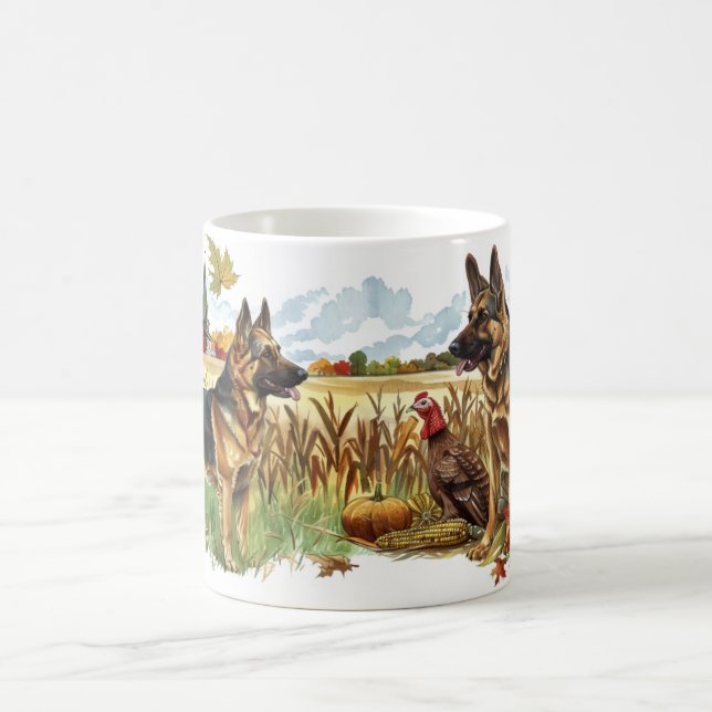 German Shepherd Thanksgiving Harvest Turkey Coffee Mug (Center)