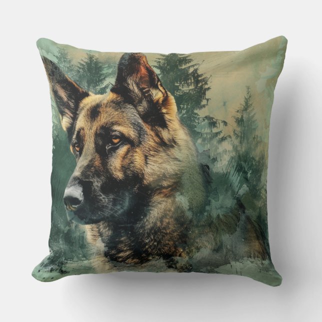 German Shepherd Throw Pillow (Front)