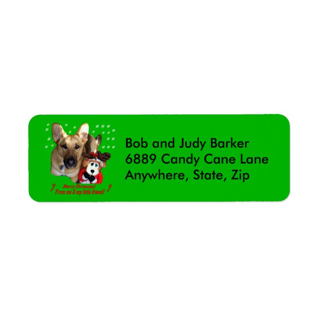 German Shepherd & Toy Reindeer Address Labels (Front)
