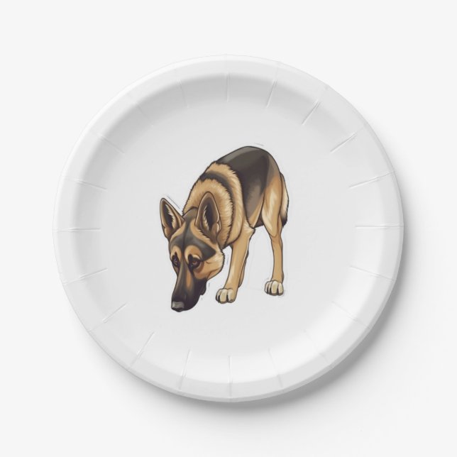 German Shepherd Tracking  Paper Plate (Front)