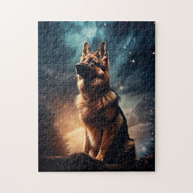 German Shepherd Under Stormy Sky Jigsaw Puzzle (Vertical)