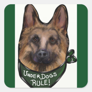 German Shepherd Underdog Square Sticker