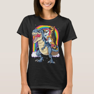German Shepherd Unicorn Riding Dinosaur T rex Gift T-Shirt