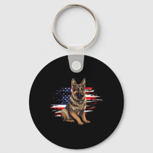 German Shepherd Usa Flag 4th Of July Dog Dad Fathe Keychain