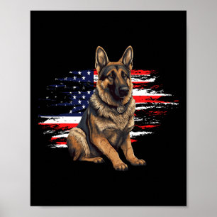 German Shepherd Usa Flag 4th Of July Dog Dad Fathe Poster