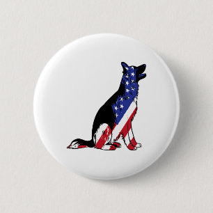 German Shepherd Usa Flag Patriotic Dog 2 Inch Round Button