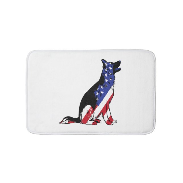 German Shepherd Usa Flag Patriotic Dog  Bath Mat (Front)