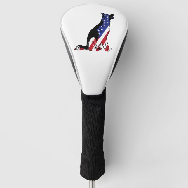 German Shepherd Usa Flag Patriotic Dog  Golf Head Cover (Front)