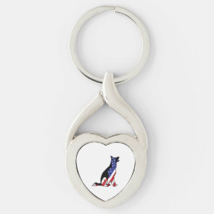 German Shepherd Usa Flag Patriotic Dog Keychain