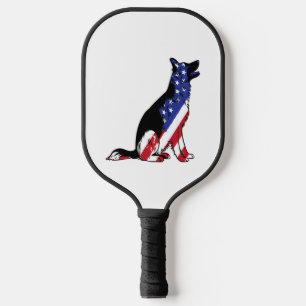 German Shepherd Usa Flag Patriotic Dog  Pickleball Paddle