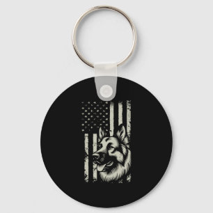 German shepherd usa flag patriotic fourth of july keychain