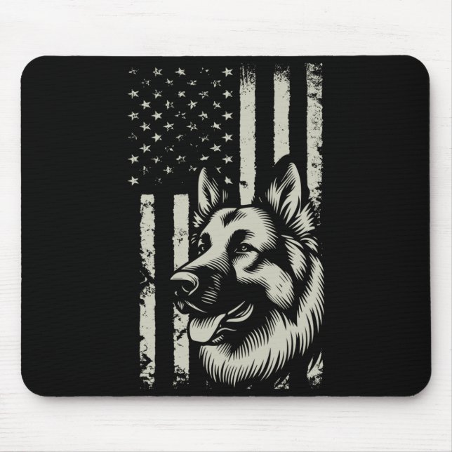 German shepherd usa flag patriotic fourth of july mouse pad (Front)