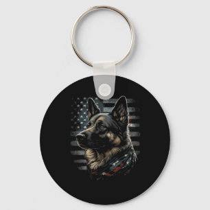 German Shepherd Usa Flag Patriotic Shepherd Keychain