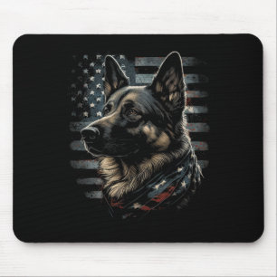 German Shepherd Usa Flag Patriotic Shepherd Mouse Pad