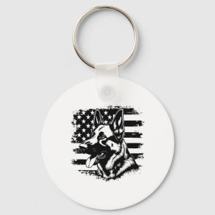 German Shepherd Usa Flag Sungles Patriotic 4th Of Keychain