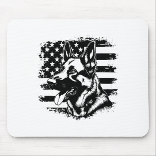 German Shepherd Usa Flag Sungles Patriotic 4th Of Mouse Pad