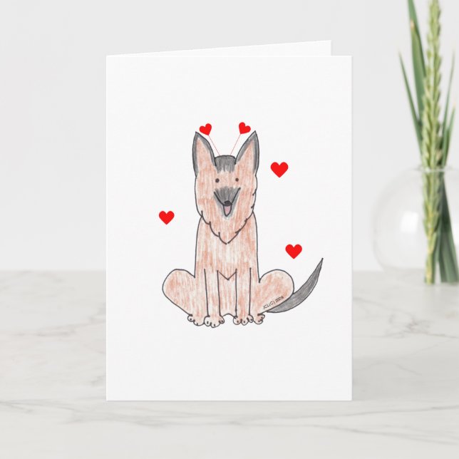 German Shepherd Valentine Ears Holiday Card (Front)