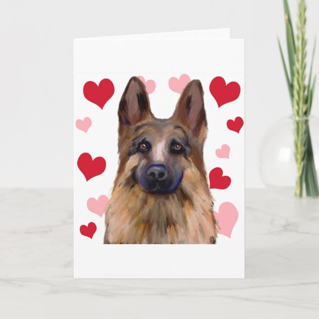 German Shepherd Valentine Holiday Card (Front)