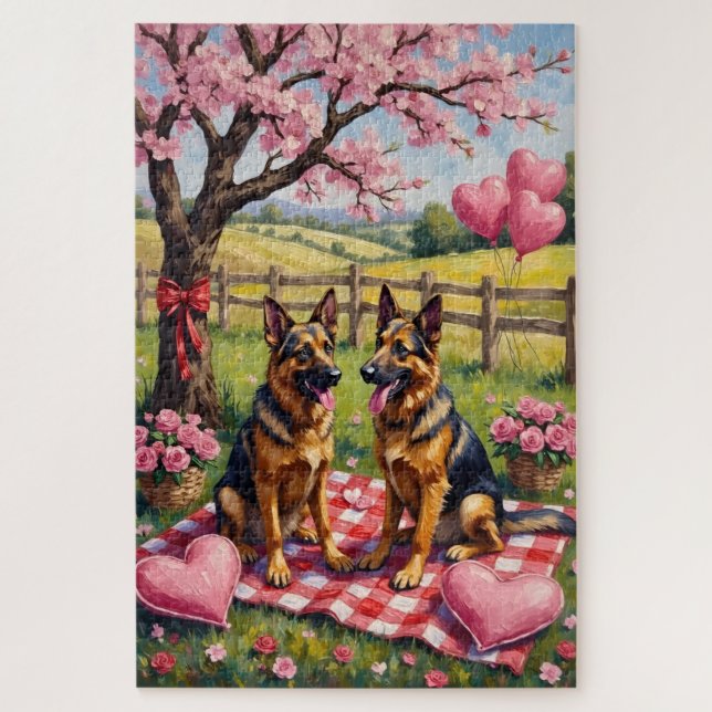 German Shepherd Valentine’s Day Art Jigsaw Puzzle (Vertical)