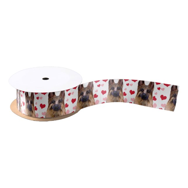 German Shepherd Valentine Satin Ribbon (Spool)