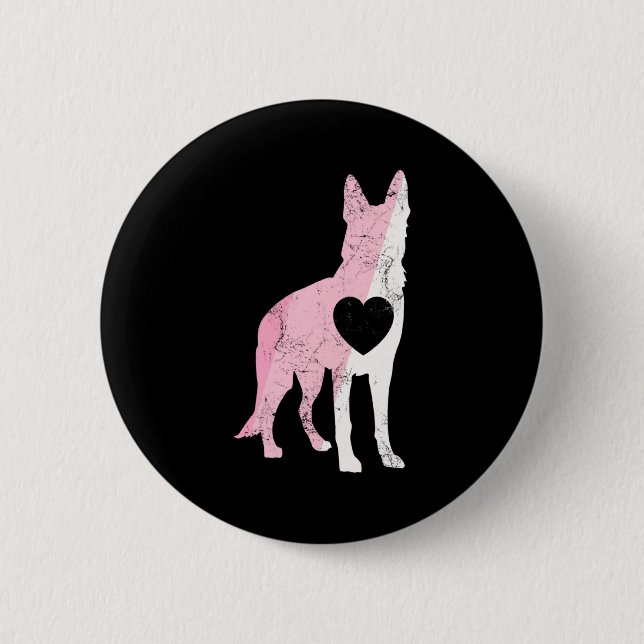German Shepherd Valentines Day Cud Love Dog  2 Inch Round Button (Front)