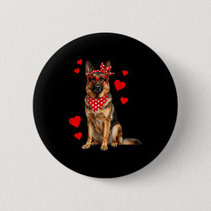 German Shepherd Valentines Day Dog Lover Heart 2 Inch Round Button