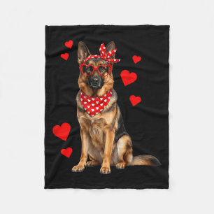 German Shepherd Valentines Day Dog Lover Heart  Fleece Blanket