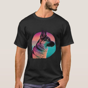 German Shepherd Vaporwave Retrowave Aesthetic T-Shirt