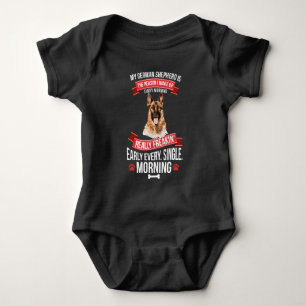 German Shepherd Wake Up Early Morning Baby Bodysuit