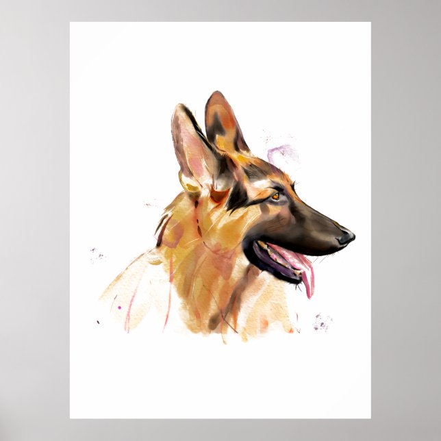 German Shepherd Wall Art Poster (Front)
