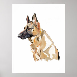 German Shepherd Wall Art Poster, Dog Lover Print