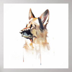 German Shepherd Wall Art Poster, Pet Portrait