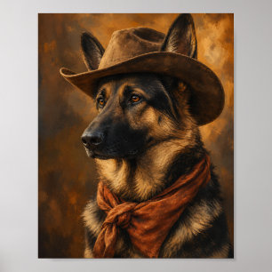 German Shepherd Wall Art — Ranch Hand Cowboy Portr
