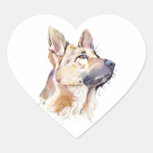 German Shepherd Watercolor, Sticker