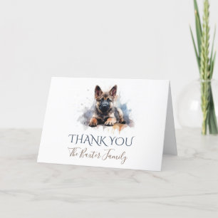 German Shepherd Watercolor Thank You Card