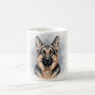 German Shepherd Watercolour Portrait Coffee Mug