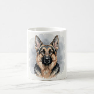 German Shepherd Watercolour Portrait Coffee Mug