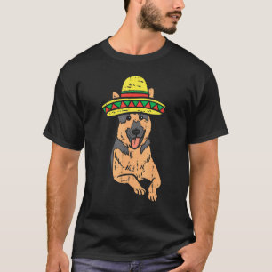 German Shepherd Wearing Sombrero Cinco De Mayo Mex T-Shirt