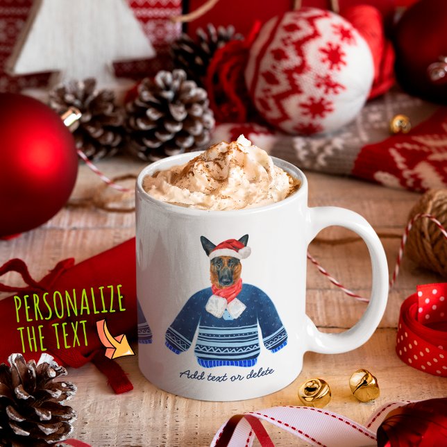German Shepherd Wearing Ugly Sweater Dog Lover Coffee Mug (Creator Uploaded)