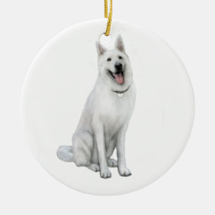 German Shepherd - White Ceramic Ornament