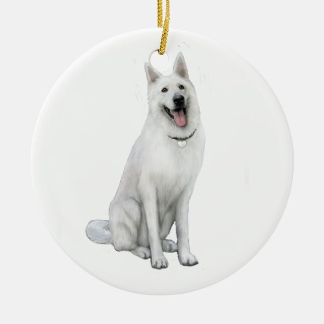 German Shepherd - White Ceramic Ornament (Front)